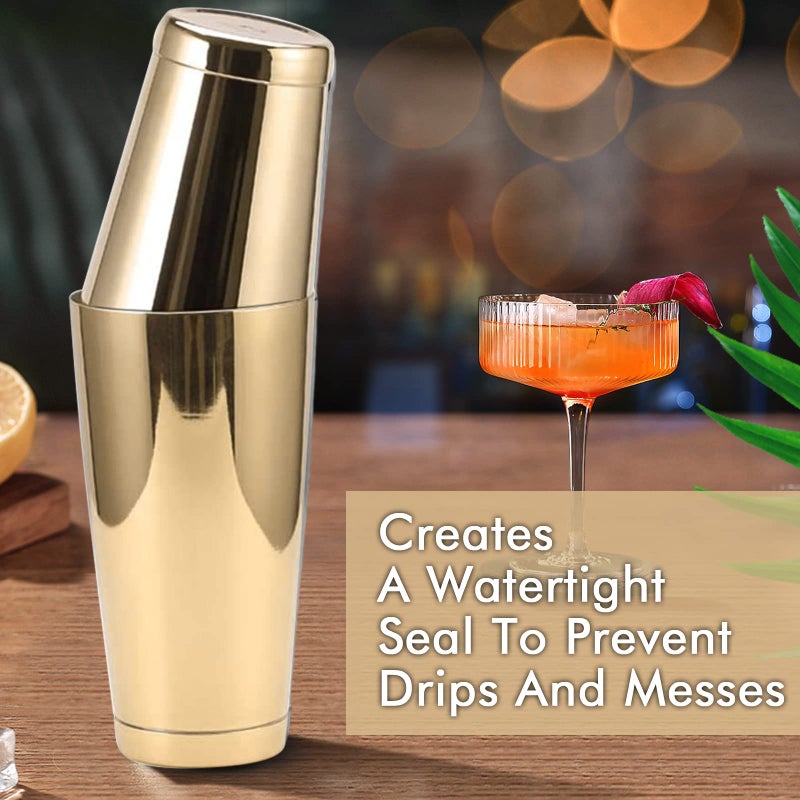 LINALL Stainless Steel Boston Shaker - 2-piece 18oz & 28oz Professional Bartender Cocktail Shaker Bartender Shaker Kit - CTSK0013 (Gold) - Image 5